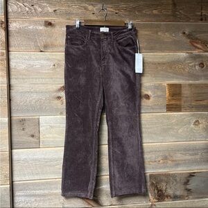 Anthropologie Pilcro The Yaya Corduroy Pants Brown Mid Rise Crop Size 30 NWT